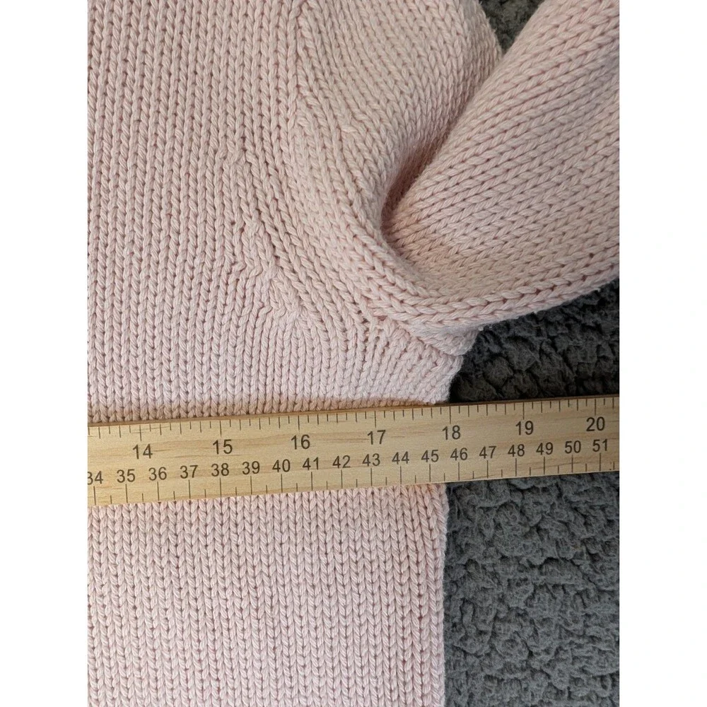 J Crew Always Womens S Pink Roll Neck Oarsman Fisherman Knit Sweater Cotton Cozy
